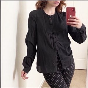 See by Chloe Charcoal Grey Cotton Button Front Long Sleeve SZ 2